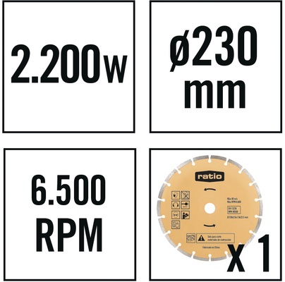 Amoladora Angular Ratio Ar2200 Nm 2200w 230mm